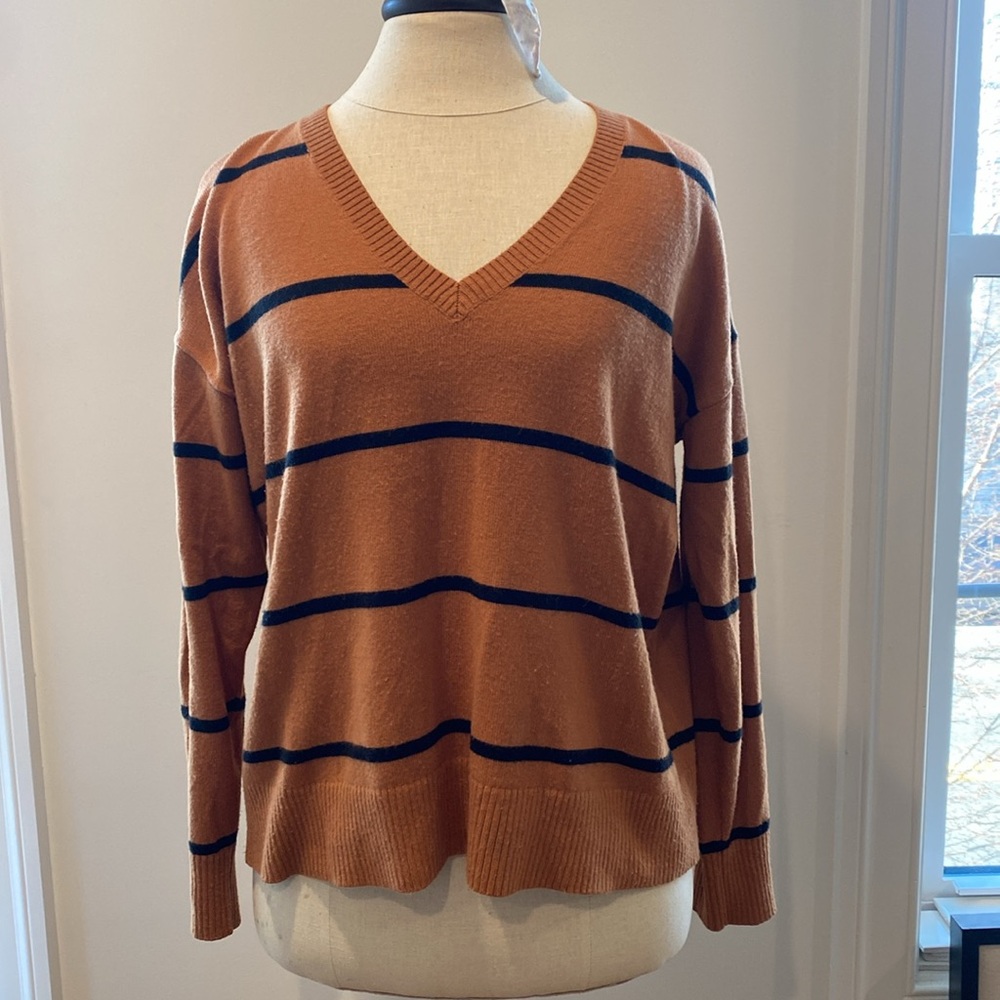 Loft striped V neck sweater